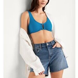 Old Navy Women’s Textured Swim Top Secret Cove Blue Size Medium NWT